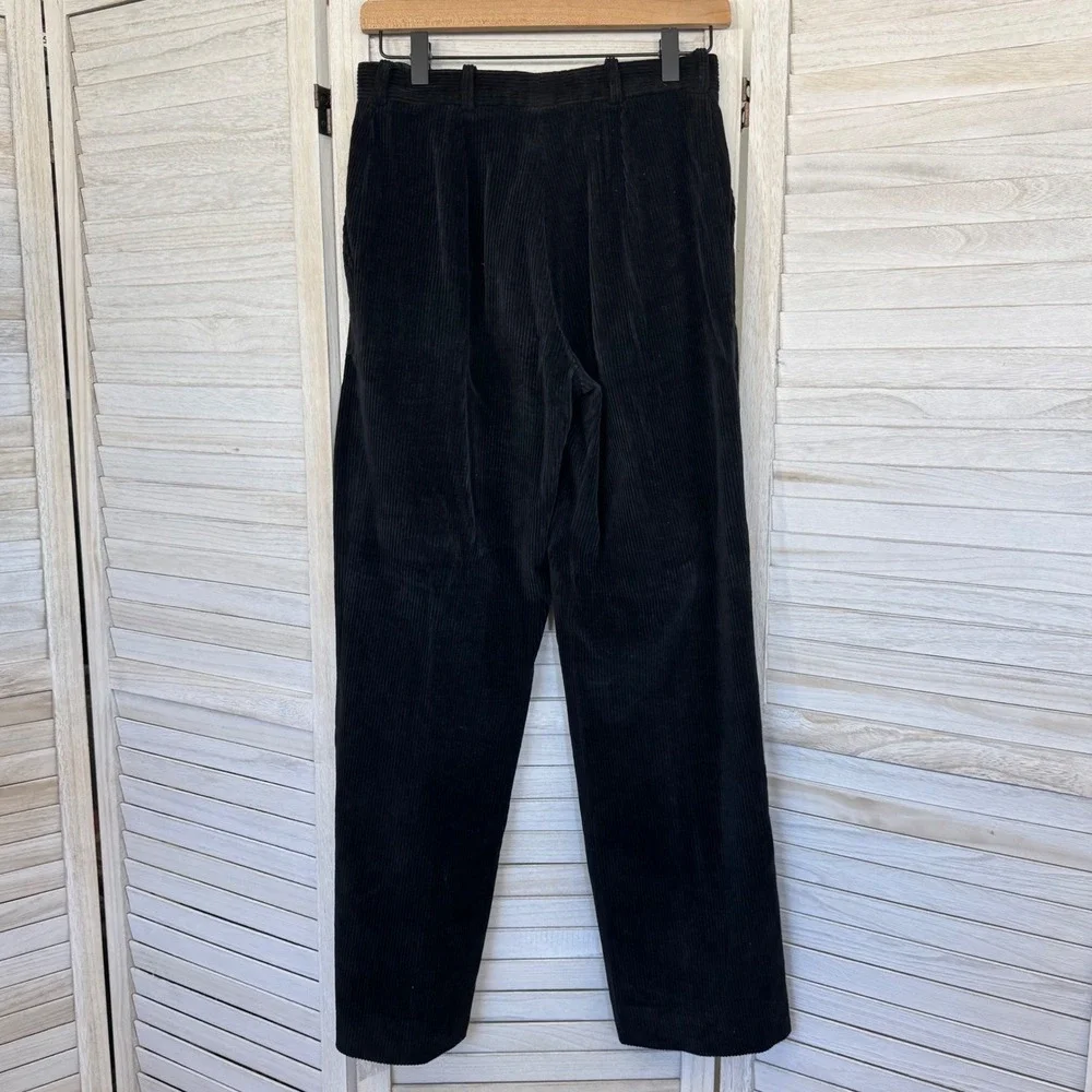 Armani Collezioni Black Corduroy Wide Leg‎ Pants Women's Size 4 Made in Italy